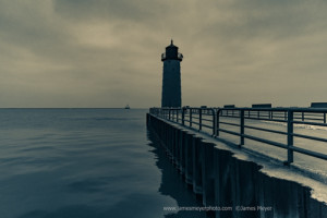 Pier Light and lighthouse in Milwaukee WI harbor