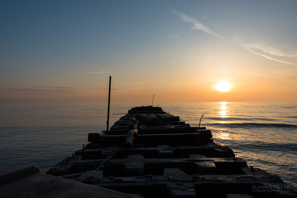 Old dock in Lake Michigan at Atwater Park