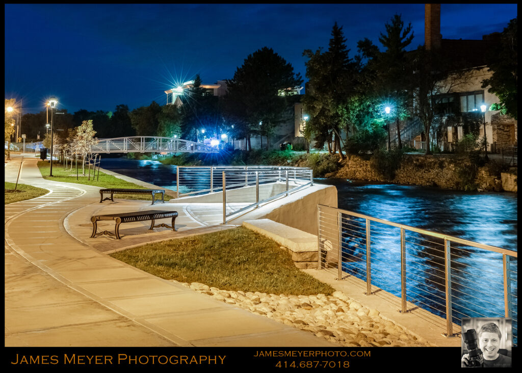 West Bend River Walk at Twilight by James Meyer