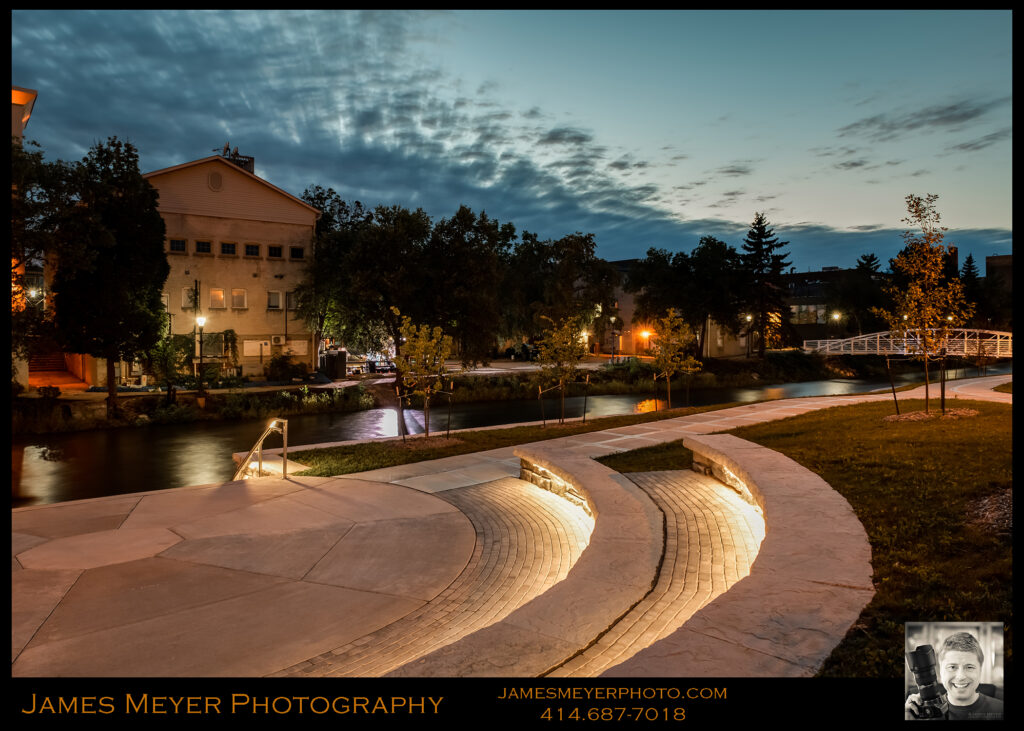 West Bend River Walk at Twilight by James Meyer