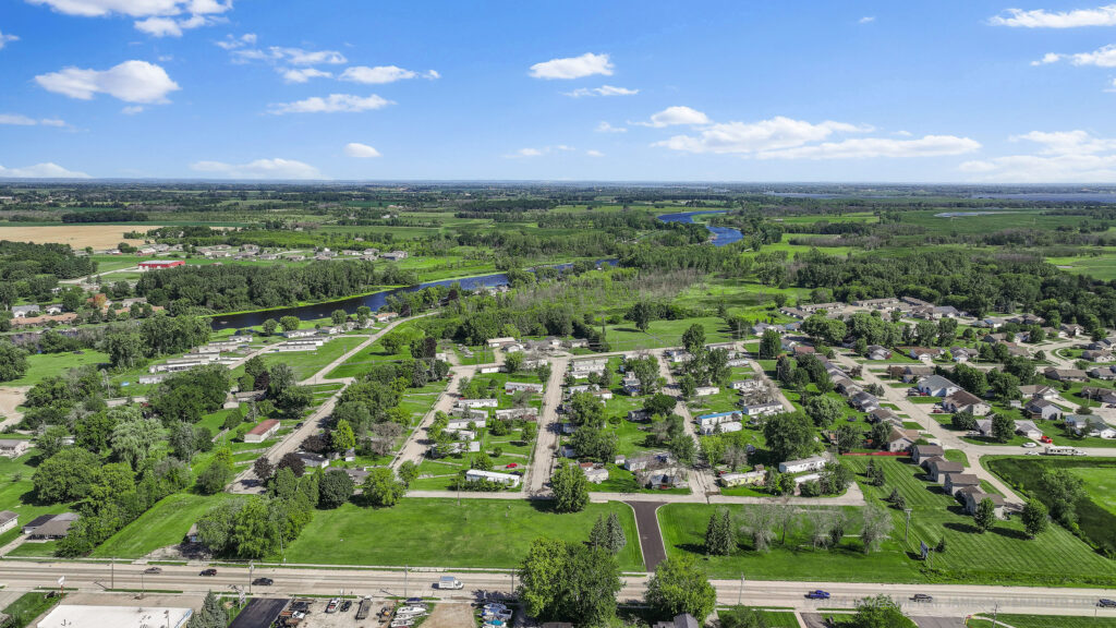 Wide aerial view of Mobile Home Park